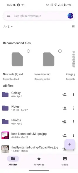 برنامه اندروید Nextcloud