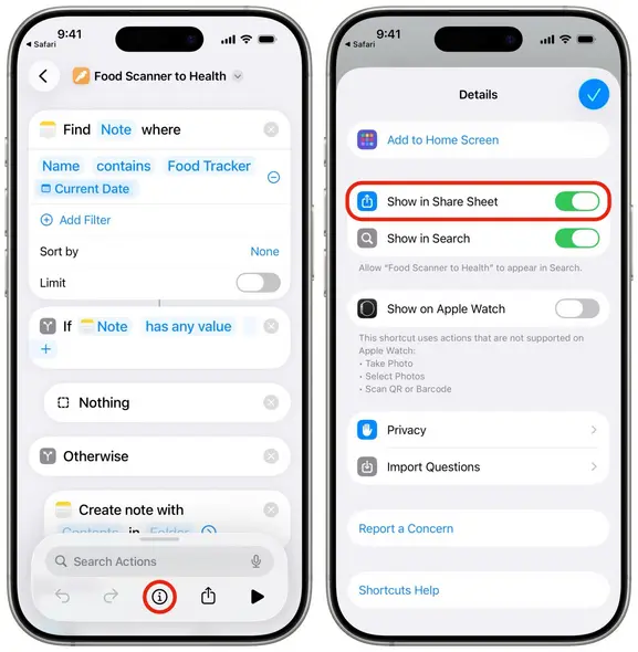 فعالسازی نمایش در شیت اشتراک برای یک میانبر