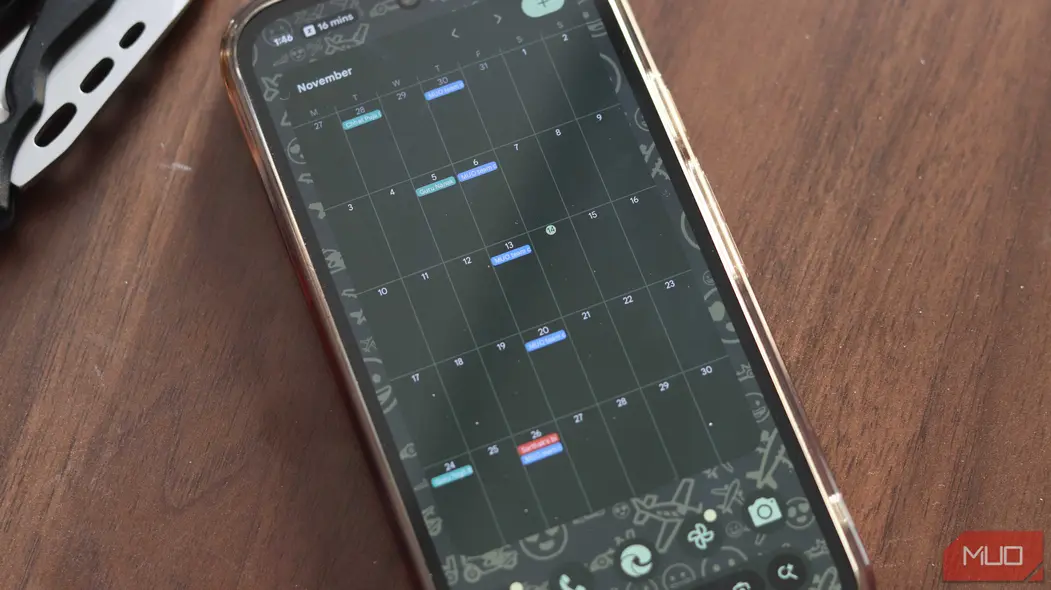 ابزارک Google Calendar در نمای ماهانه
