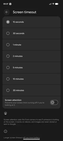 تنظیمات زمانخرابی صفحه در اندروید