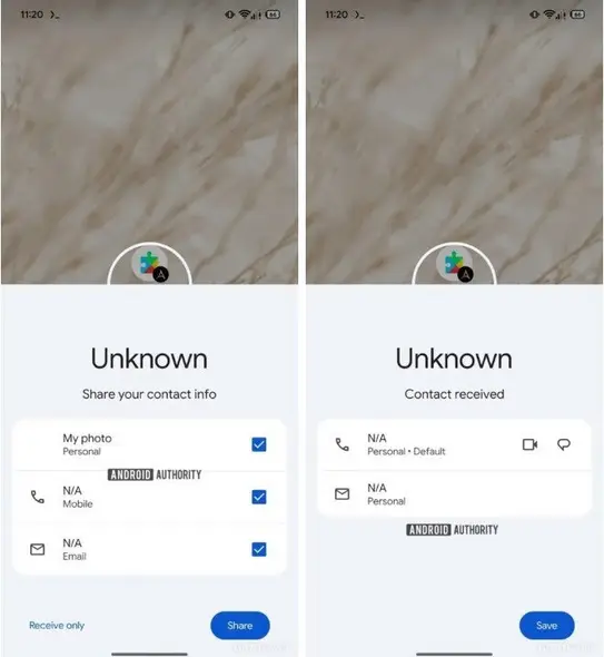 اسکرینشاتها نشان میدهند نسخهٔ اندروید NameDrop ممکن است چه شکلی داشته باشد