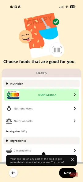 برنامه Open Food Facts بر روی آیفون