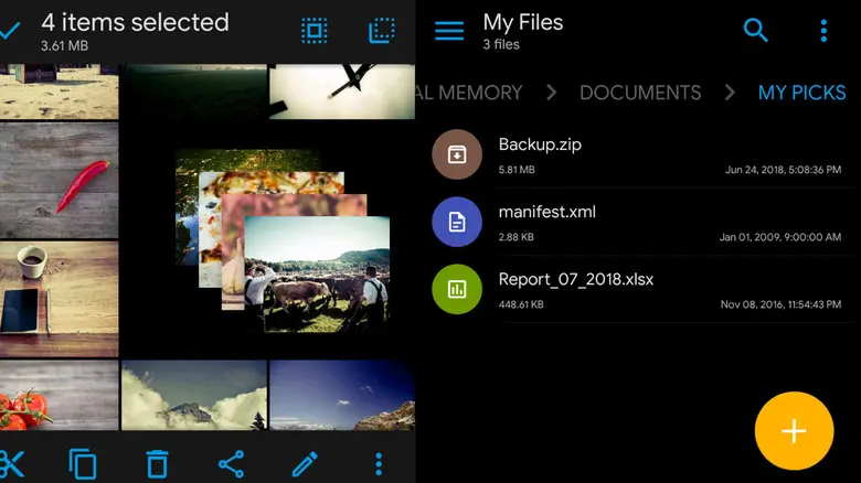 مدیر فایل Solid Explorer با نمای دو پنجرهای