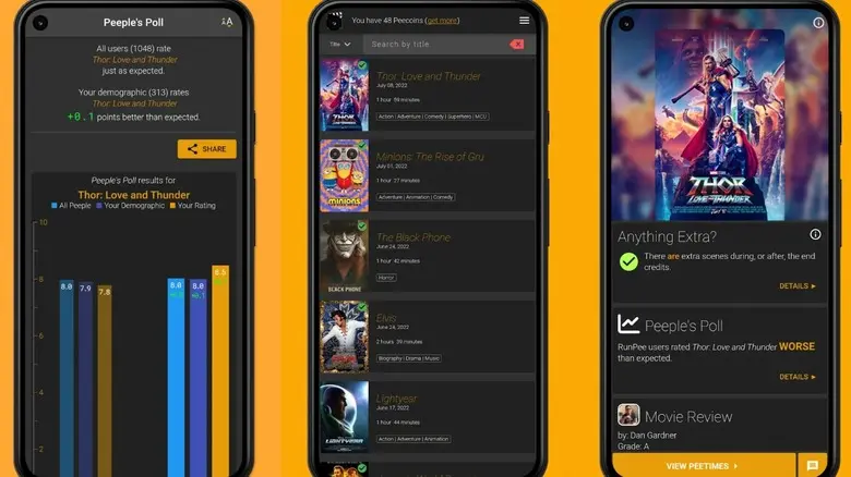 رابط کاربری برنامه RunPee