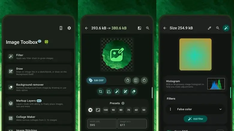 رابط کاربری برنامه Image Toolbox