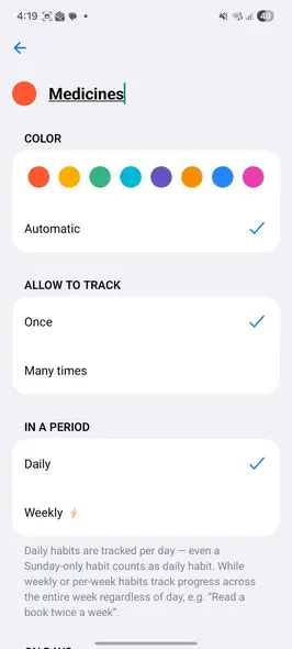 اضافه کردن عادت در Lunatask