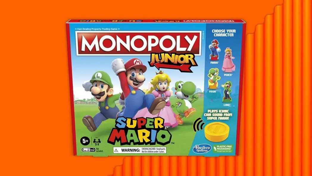 جعبه بازی Monopoly Junior نسخه Super Mario با حضور ماریو، لوییجی، پرنسس پیچ و یوشی