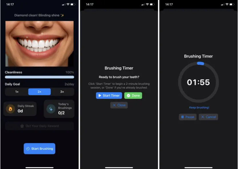 ویژگی تایمر مسواک زدن در اپلیکیشن Brush Tracker