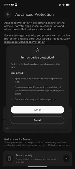 فعال‌سازی تأیید حفاظت دستگاه در اندروید