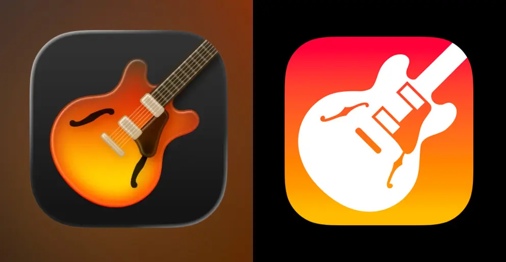 آیکونهای جدید و قدیمی GarageBand