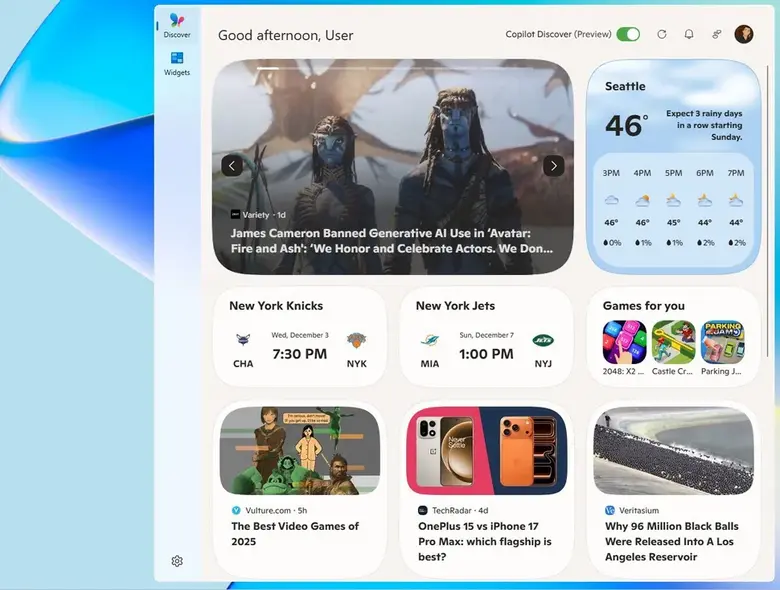 صفحه جدید ویجت‌های ویندوز ۱۱