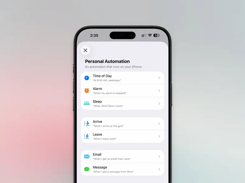 اتوماسیون‌های شخصی آیفون