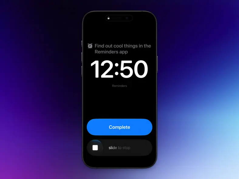 دکمه تکمیل در زنگ یادآور