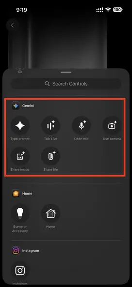 کنترل‌های Google Gemini