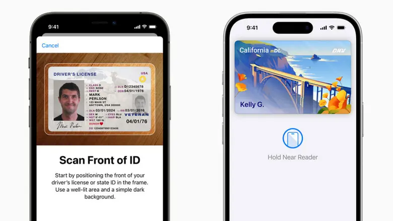 دو تصویر که فرآیند افزودن گواهینامه رانندگی به Apple Wallet را نشان می‌دهند
