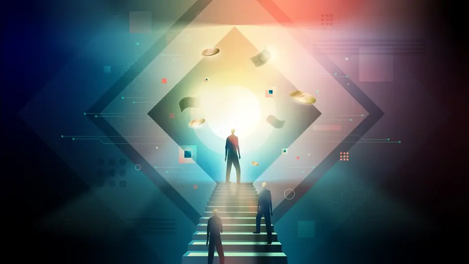 تصویری از جوانان احاطه‌شده توسط اسکناس‌های دلار