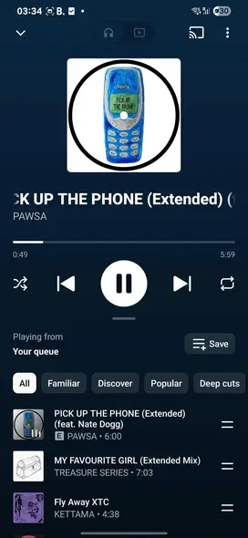 تصویر نمایش رابط صف آهنگ دوپنل بازطراحی‌شده یوتیوب موزیک