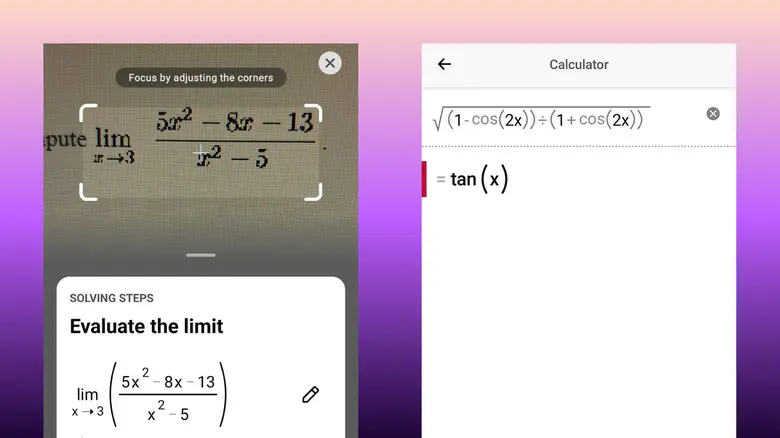 استفاده از برنامهٔ گوگل Photomath برای حل مسائل ریاضی در اندروید