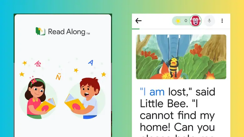 خواندن یک داستان در برنامهٔ Read Along توسط گوگل