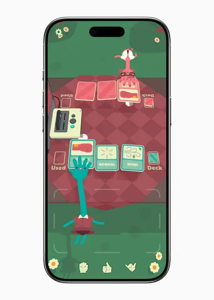 عکسی از آیفون ایر که یک بازی کارتی یک در یک را نمایش می‌دهد.