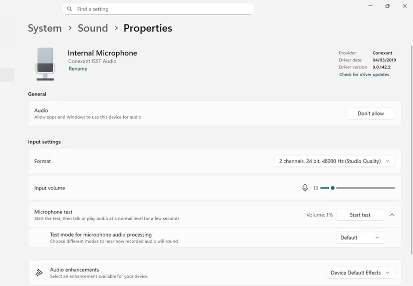 تنظیمات صوتی ویندوز