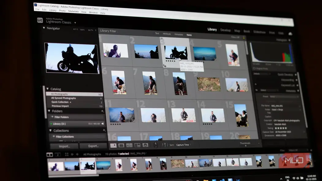 Lightroom Classic بر روی لپتاپ ویندوز ۱۱ در حال اجرا