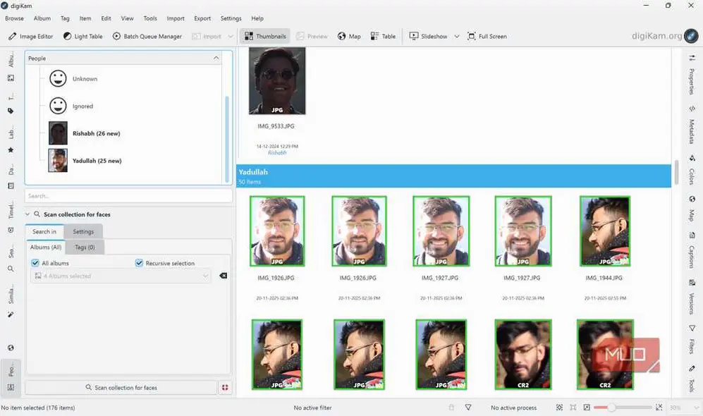 صفحهٔ اسکن چهره digiKam