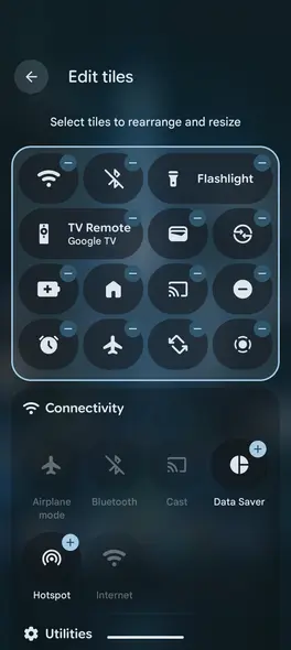 رابط ویرایش تنظیمات سریع در اندروید