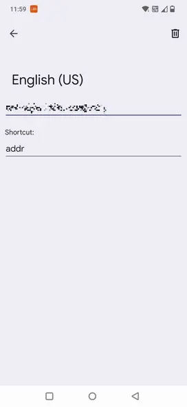 تصویر صفحه‌ای که واژه‌نامه شخصی در جی‌برد را نشان می‌دهد