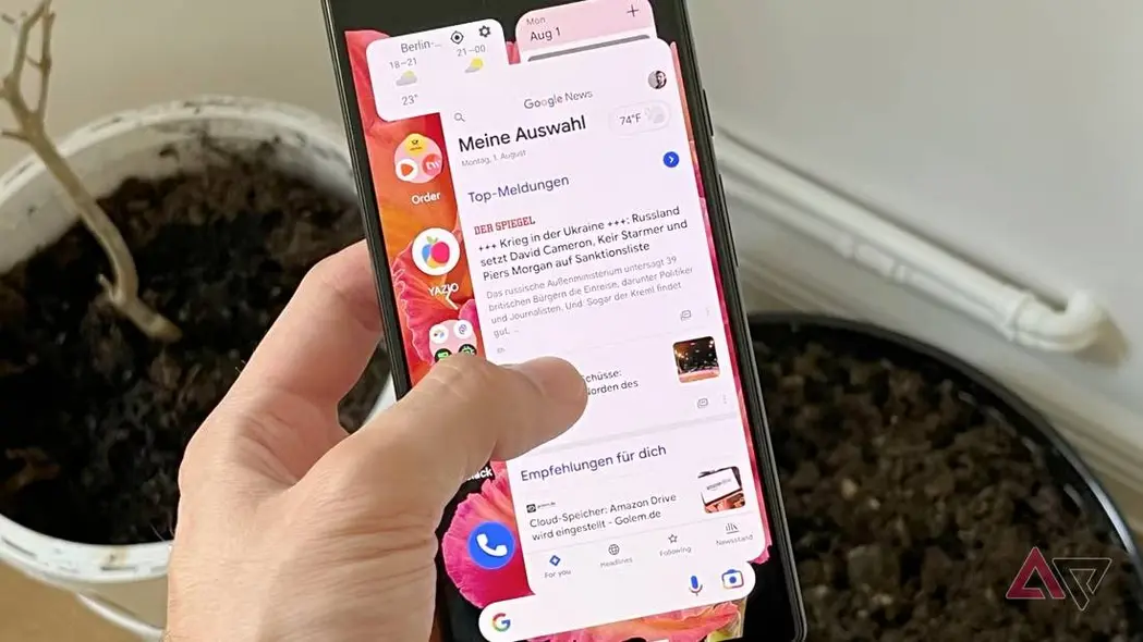 تصویر صفحه‌ای که حرکات واپسین (بازگشت) را در اندروید برجسته می‌کند