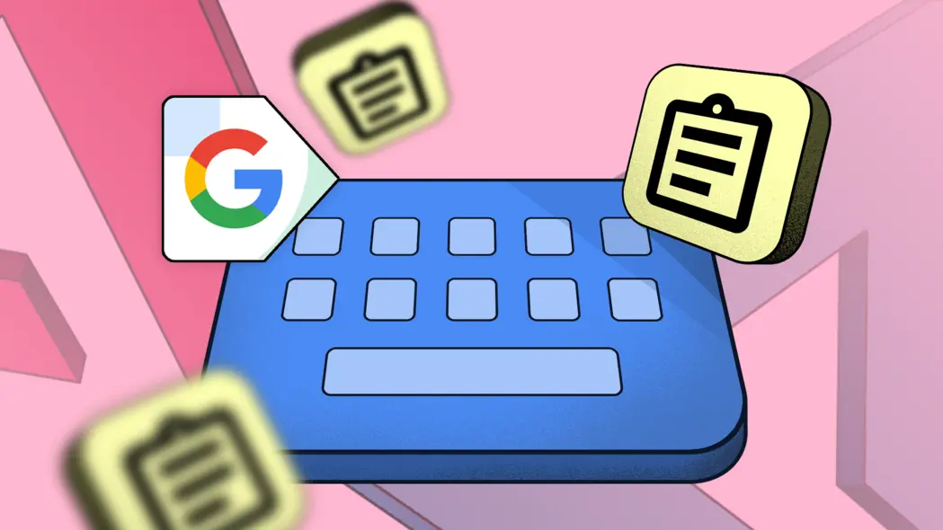تصویری از جی‌برد گوگل به همراه چندین آیکون کلیپ‌برد که در اطراف آن معلق هستند