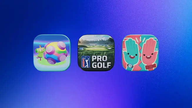 سه آیکون که نشانگر Katamari Damacy Rolling LIVE، PGA TOUR Pro Golf و WHAT THE CLASH? هستند.