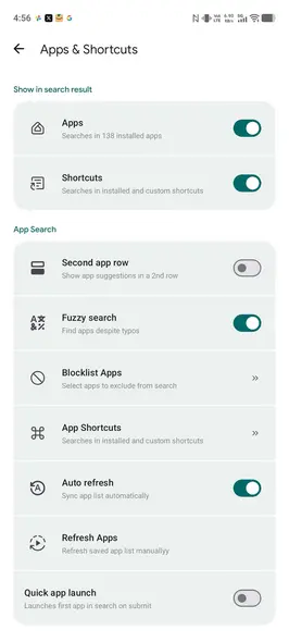 برنامه‌ها و میانبرها در برنامه Pixel Search